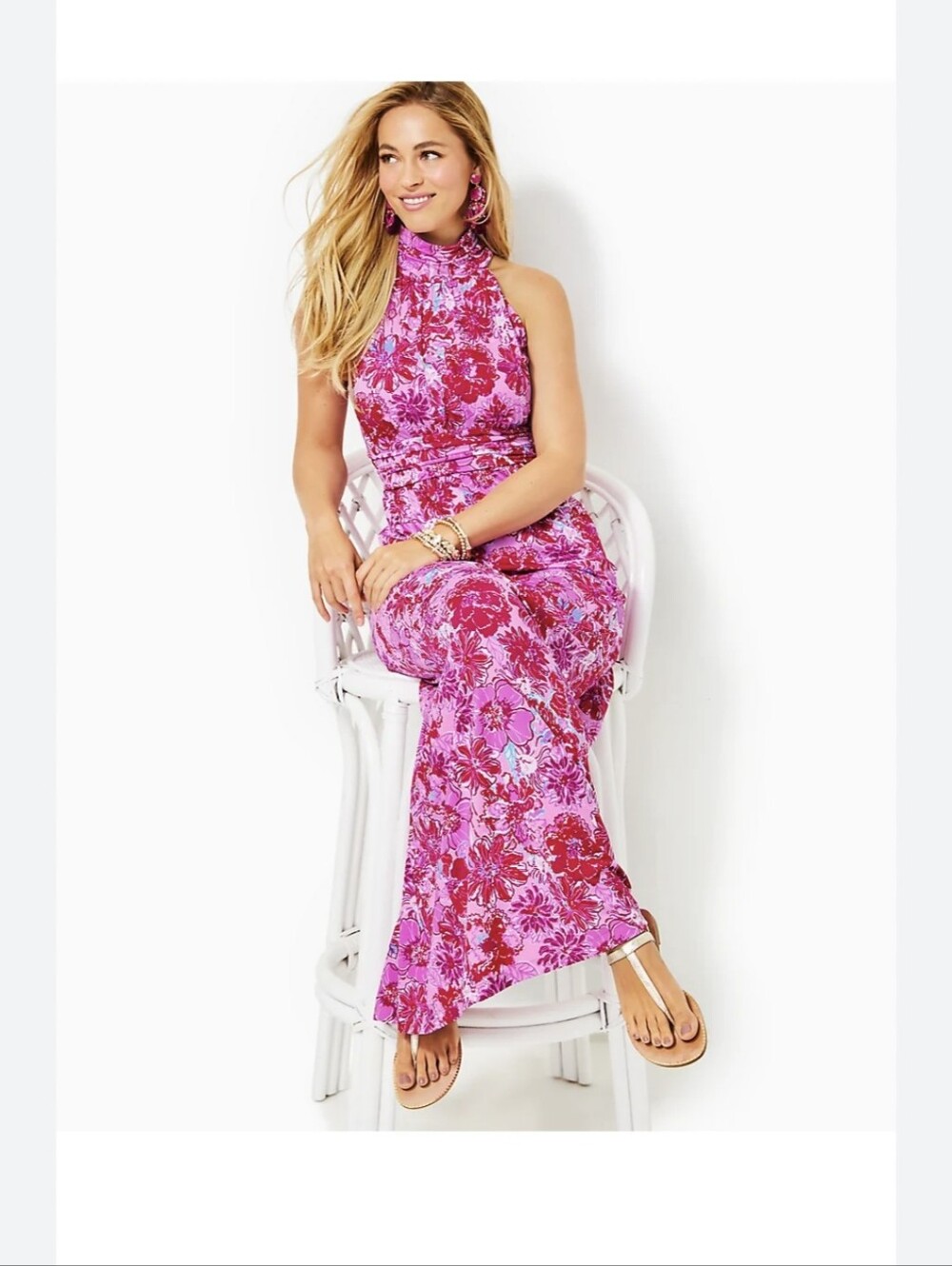 Lilly Pulitzer Lilac Thistle Floral High Neck Maxi Dress